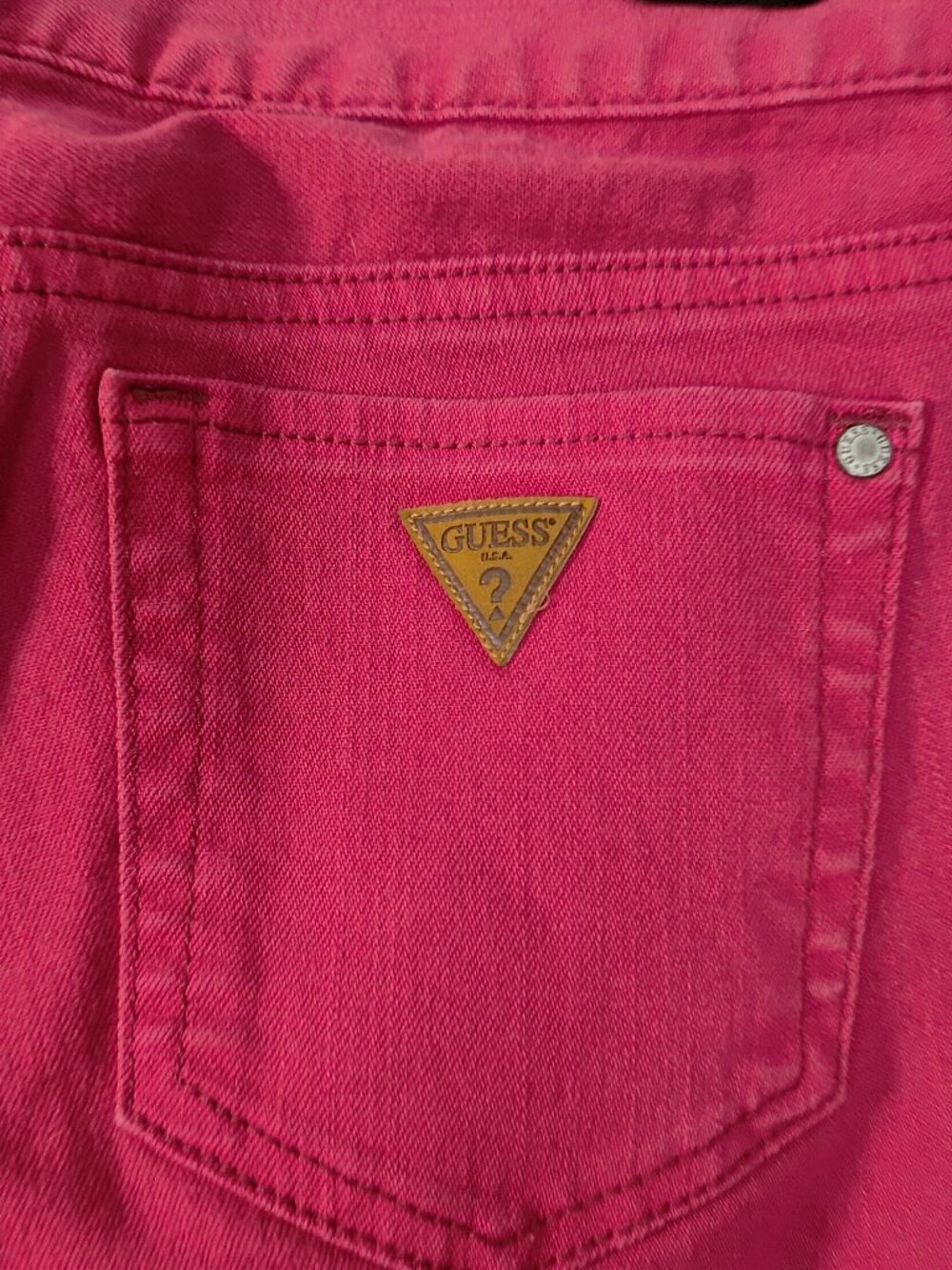 Guess Red Jeans US 27 Low Rise Women Raw Hem Straight Leg